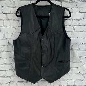 Vintage CAMEL Cigarettes Men’s Leather Snap-Up Motorcycle Biker Vest – Size XL